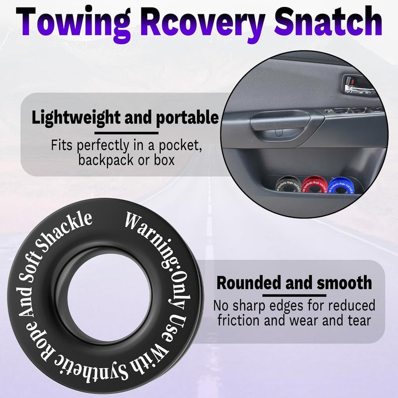 ecocstm Winch Snatch Recovery Ring, Heavy Duty 66000 Lbs Break Strength Snatch Block Ring, Towing Rcovery Snatch for Soft Shackle and Synthetic Rope, Compatible with ATV UTV SUV Truck Off-Road Vehicle (Black) - Image 5